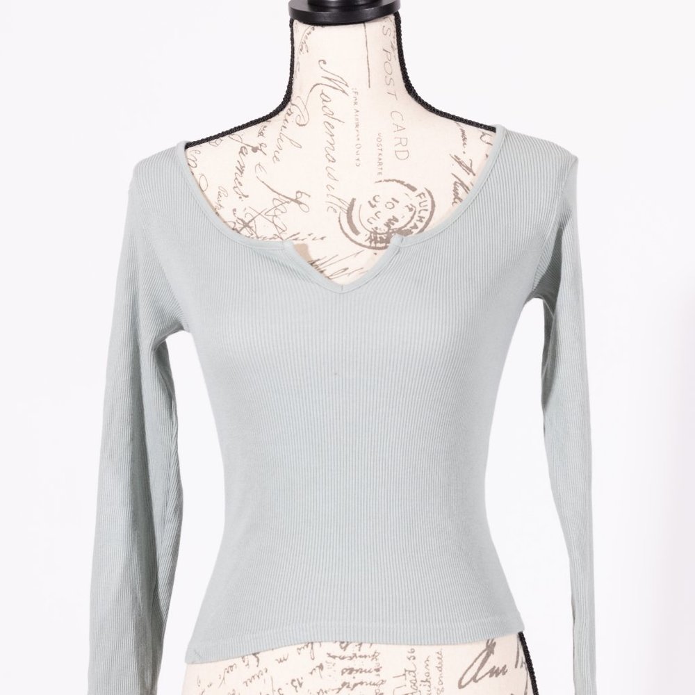 GREEN RIB LONG SLEEVE